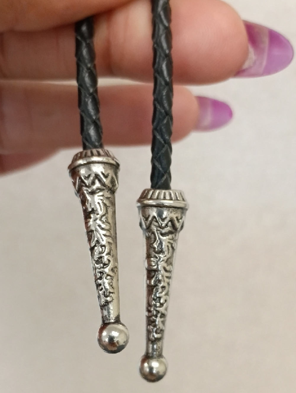 Western Bolo Tie Necklace Brown Cabochon Pendant Black Cord Vintage Style - Picture 4 of 11